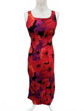 Style Studio Y2K Floral Maxi Dress Red Purple Rayon Size S